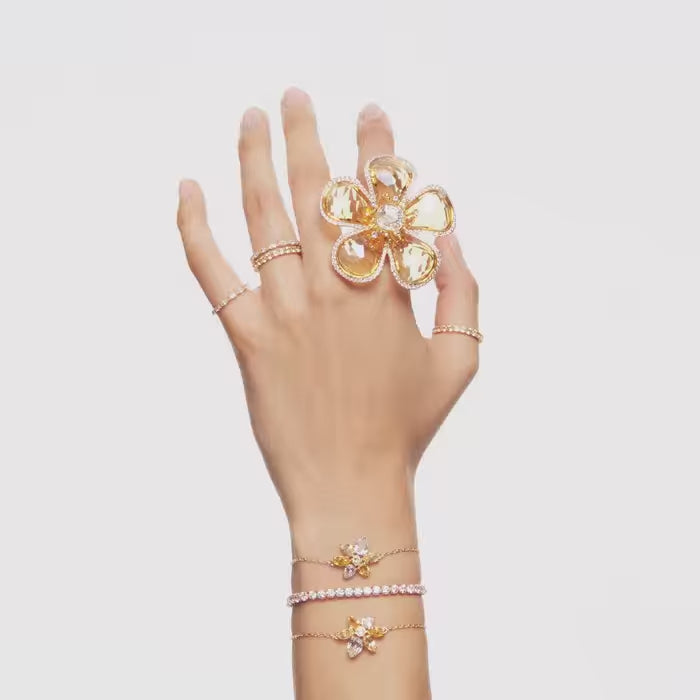 Pulsera de tenis Swarovski Matrix con cristales blancos en aleación bañada en oro amarillo