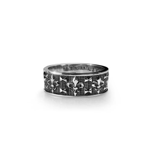 Anillo de plata de ley con lirio de María Cristina