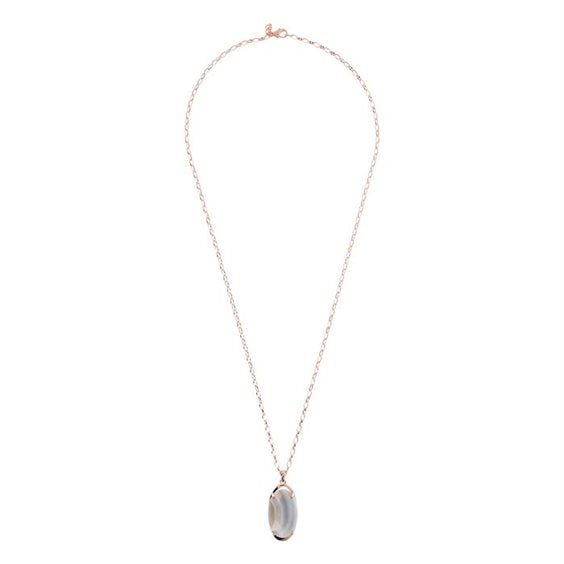 Bronzallure Long Necklace With Oval Pendant In Natural Stone