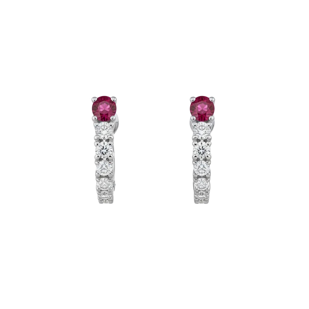 Golay Graduated Hoop Earrings with 0.39 ct Natural Rubies and 0.57 ct Natural Diamonds