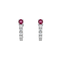 Golay Graduated Hoop Earrings with 0.39 ct Natural Rubies and 0.57 ct Natural Diamonds