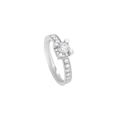 IO LUCE solitaire ring in white gold with lateral diamonds
