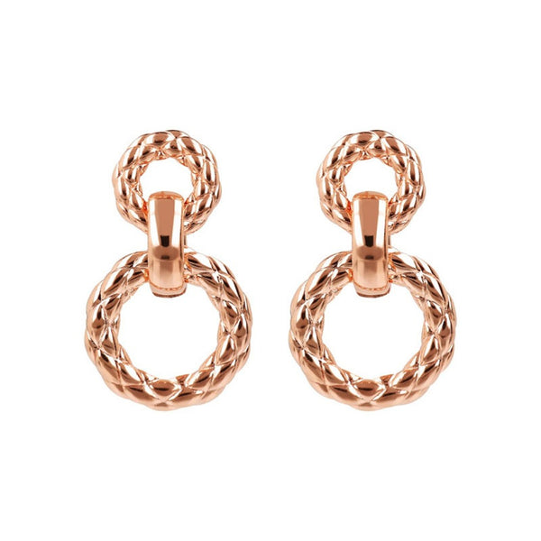 Pendientes Matelassé de doble aro Bronzallure en rosa dorada
