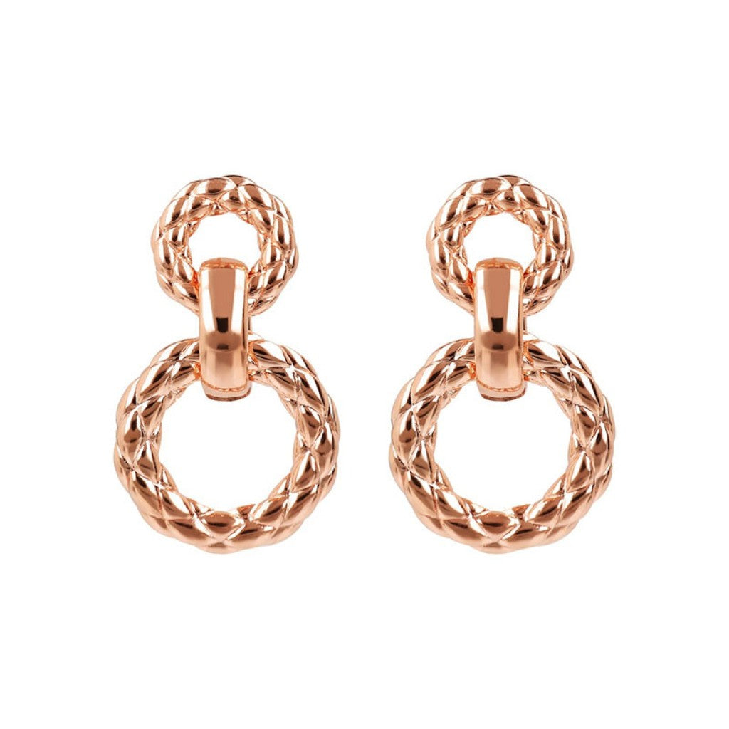 Pendientes Matelassé de doble aro Bronzallure en rosa dorada